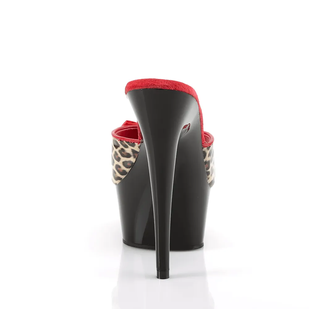 PLEASER Leopard and Red Bow Stiletto Slide Heels