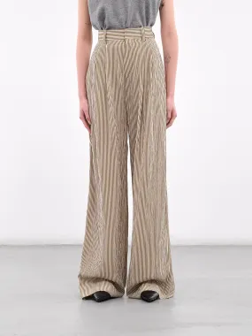 Pleated Wide Leg Trousers (S25P41A-KHAKI-STRIPE)