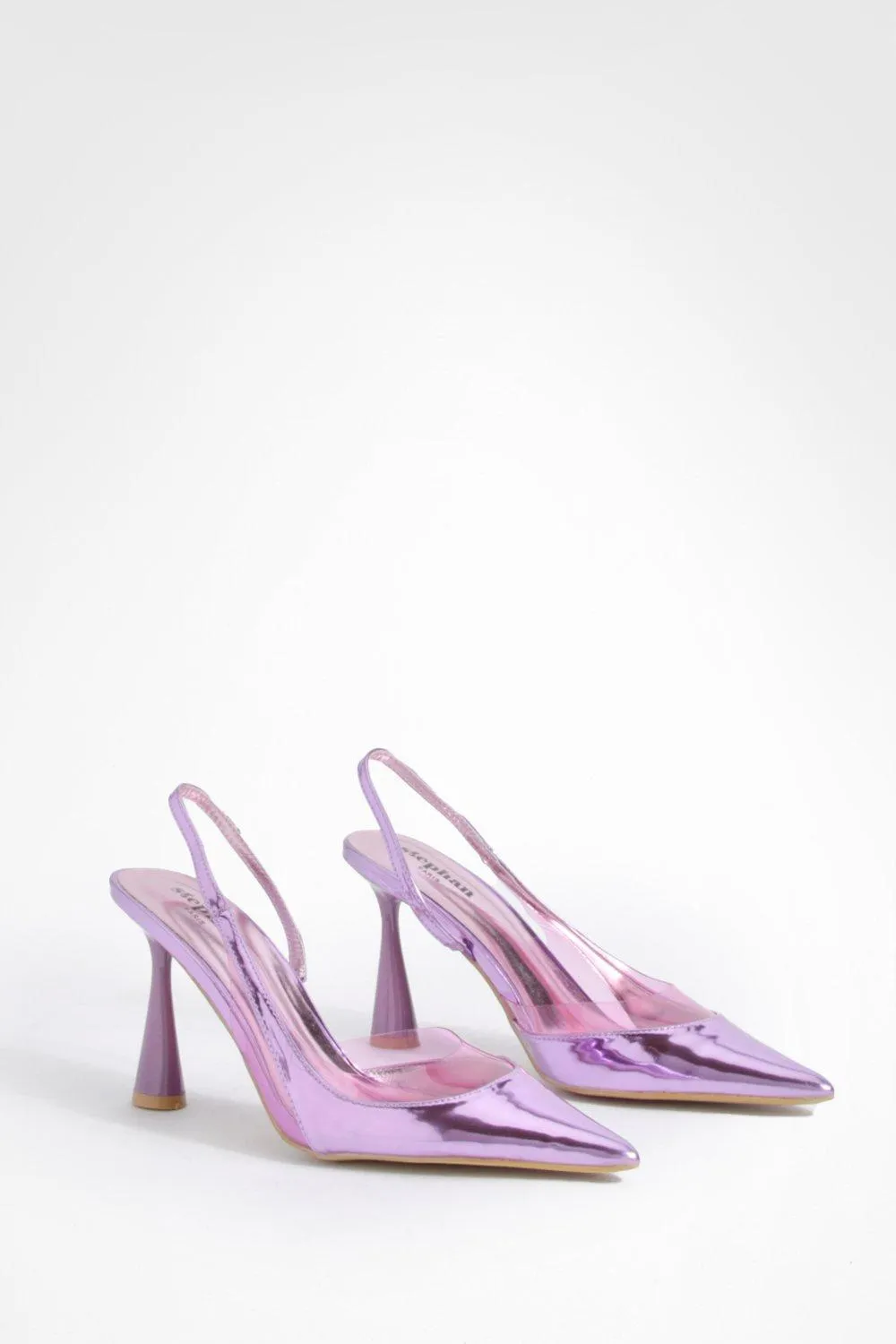 Pointed Toe Clear Detail Slingback Pumps