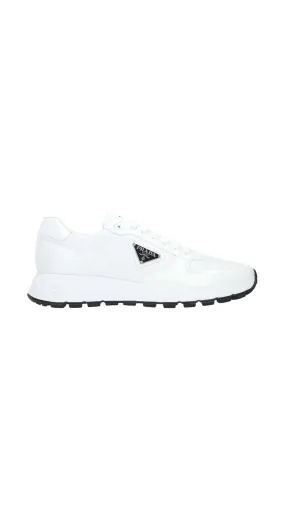 White Nylon and Leather Women's Sneakers