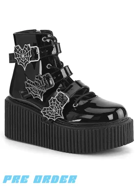 Pre-order Demonia Creeper-260 in Black Patent - Available Now.