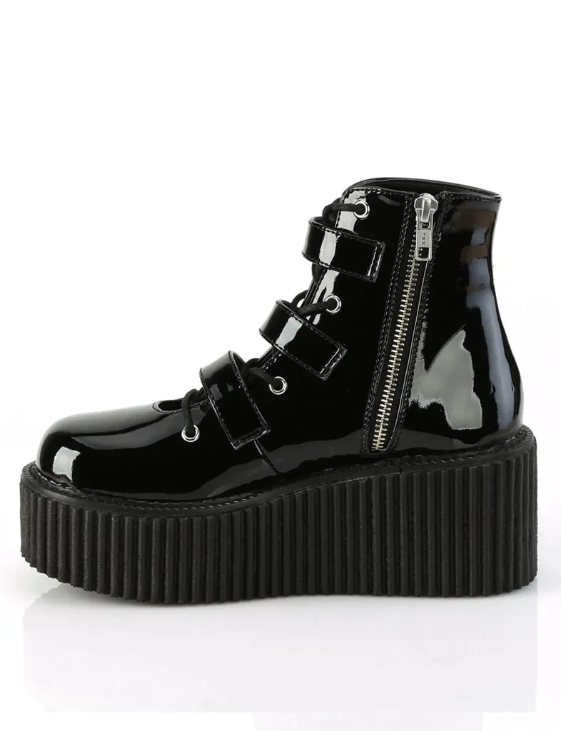 Pre-order Demonia Creeper-260 in Black Patent - Available Now.