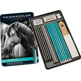 Prismacolor 18pc Graphite Sketching Pencils Eraser Sharpener Tin Set