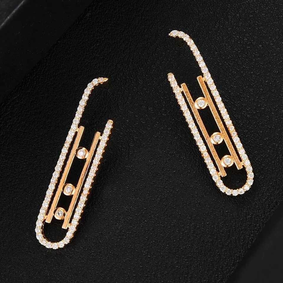 Prong CZ Punk Style Dangle Earrings Women Girl - Trendy