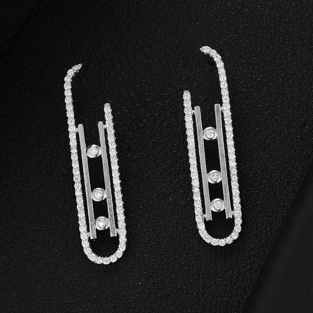 Prong CZ Punk Style Dangle Earrings Women Girl - Trendy