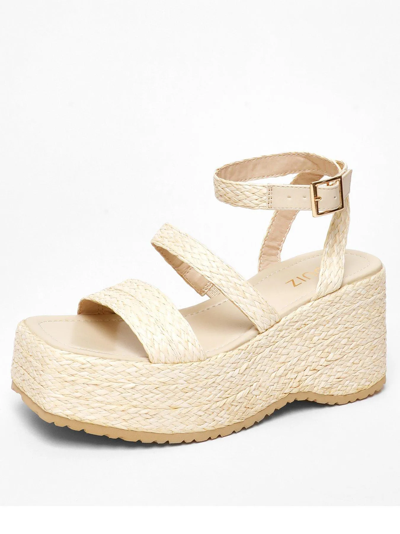 Quiz Nude Woven Chunky Platform Wedges