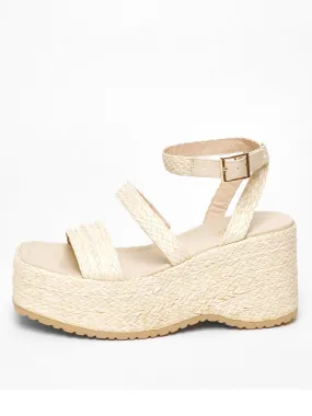 Quiz Nude Woven Chunky Platform Wedges