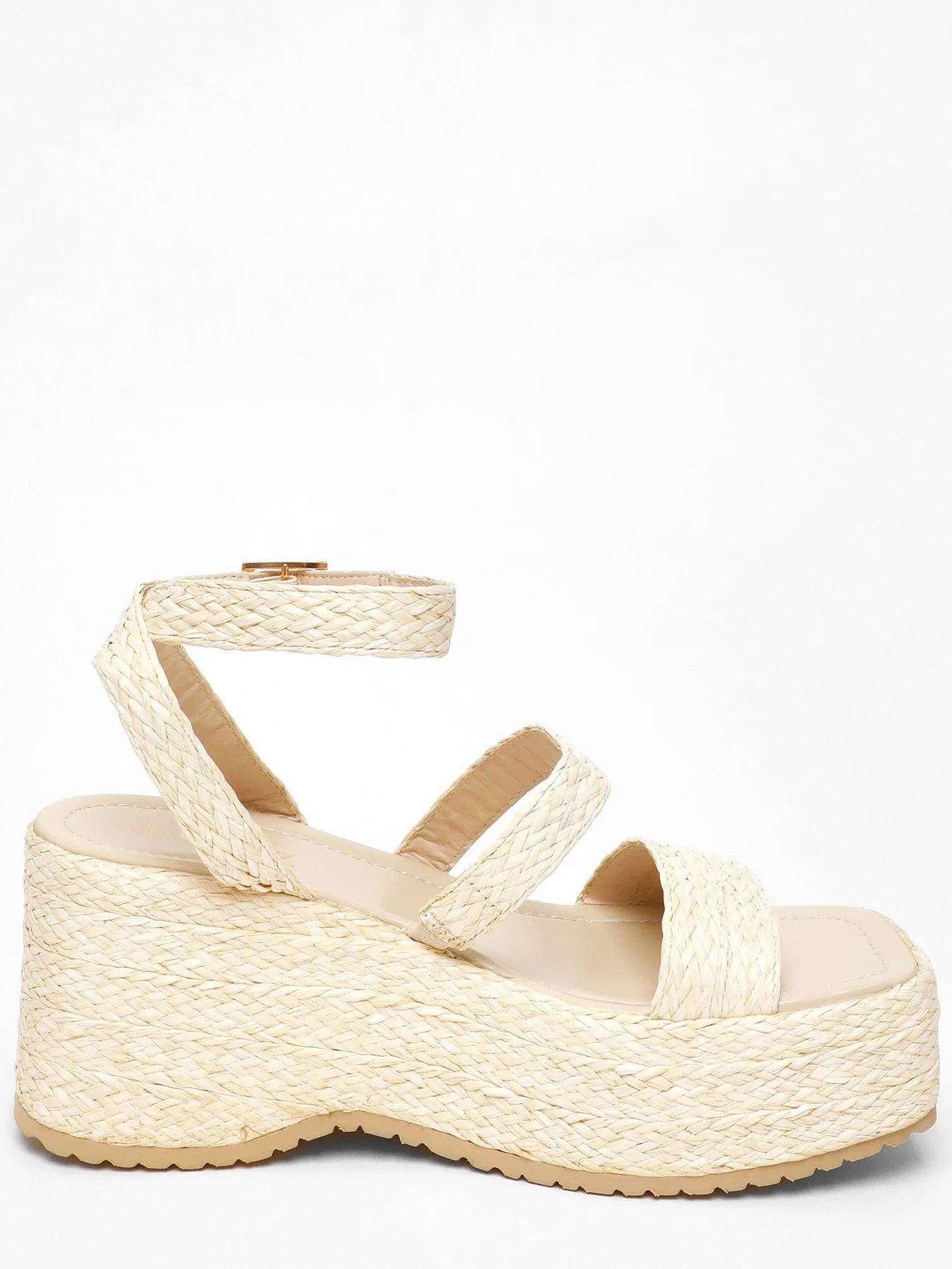 Quiz Nude Woven Chunky Platform Wedges