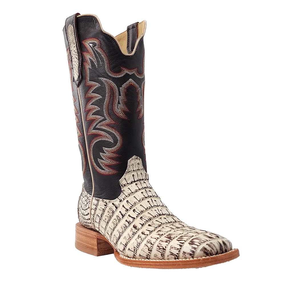 Men's Wide Square Toe Boots - R. Watson Orix Hornback Caiman Tail 13