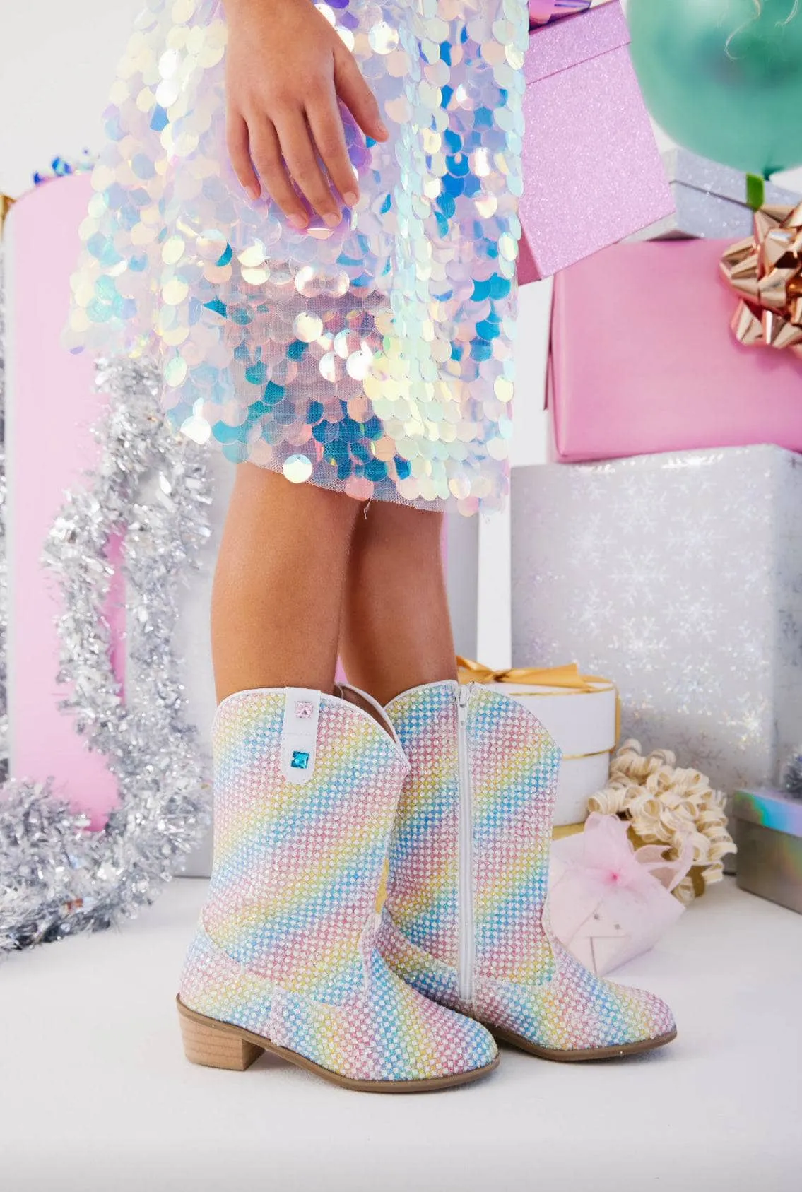 Rainbow Sparkle Cowgirl Boots