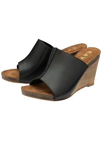 Black Leather Corby Wedges by Ravel from Grattan