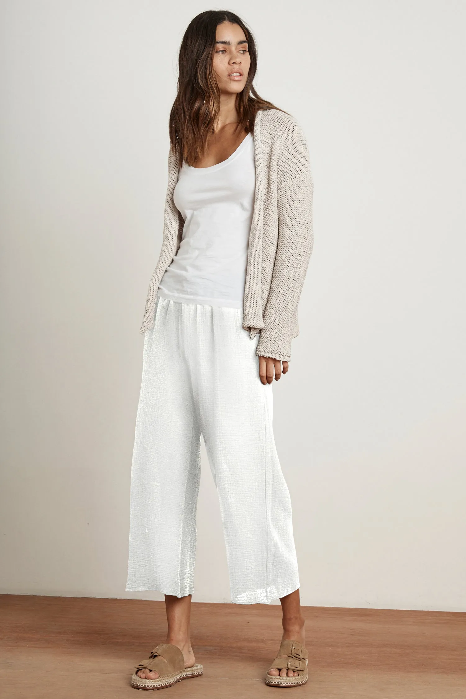 RAVYN COTTON GAUZE TROUSERS IN WHITE