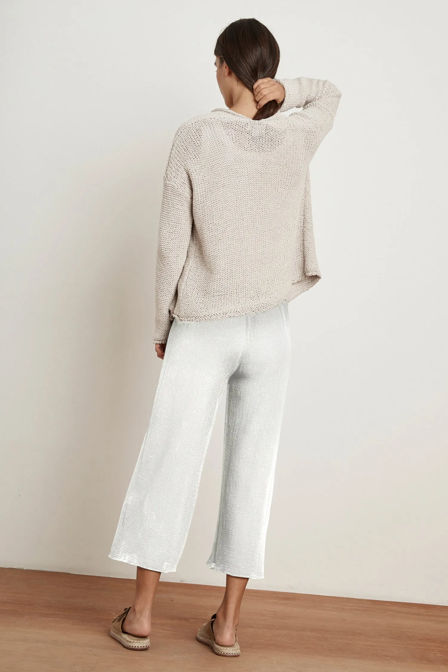 RAVYN COTTON GAUZE TROUSERS IN WHITE