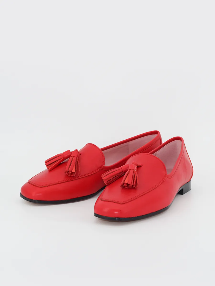 Red Leather Women's Loafers.