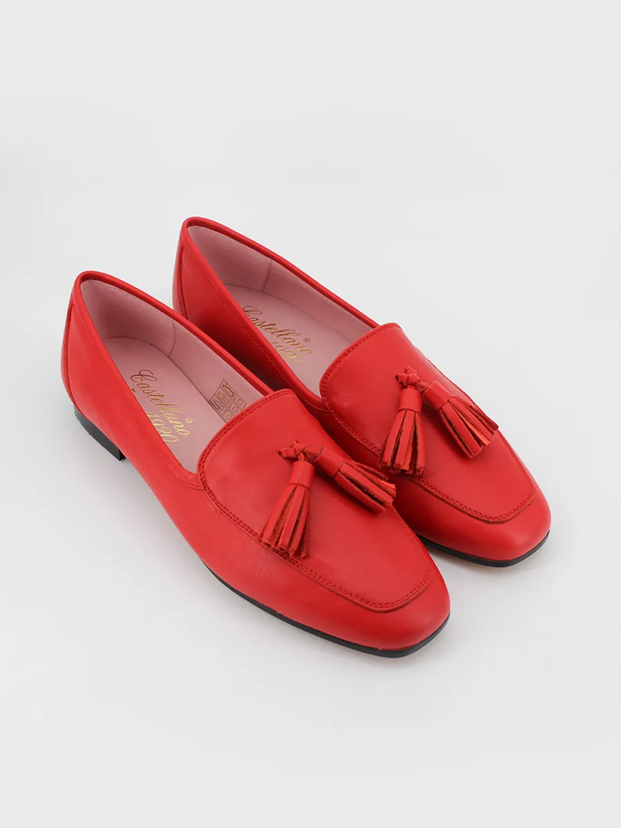 Red Leather Women's Loafers.