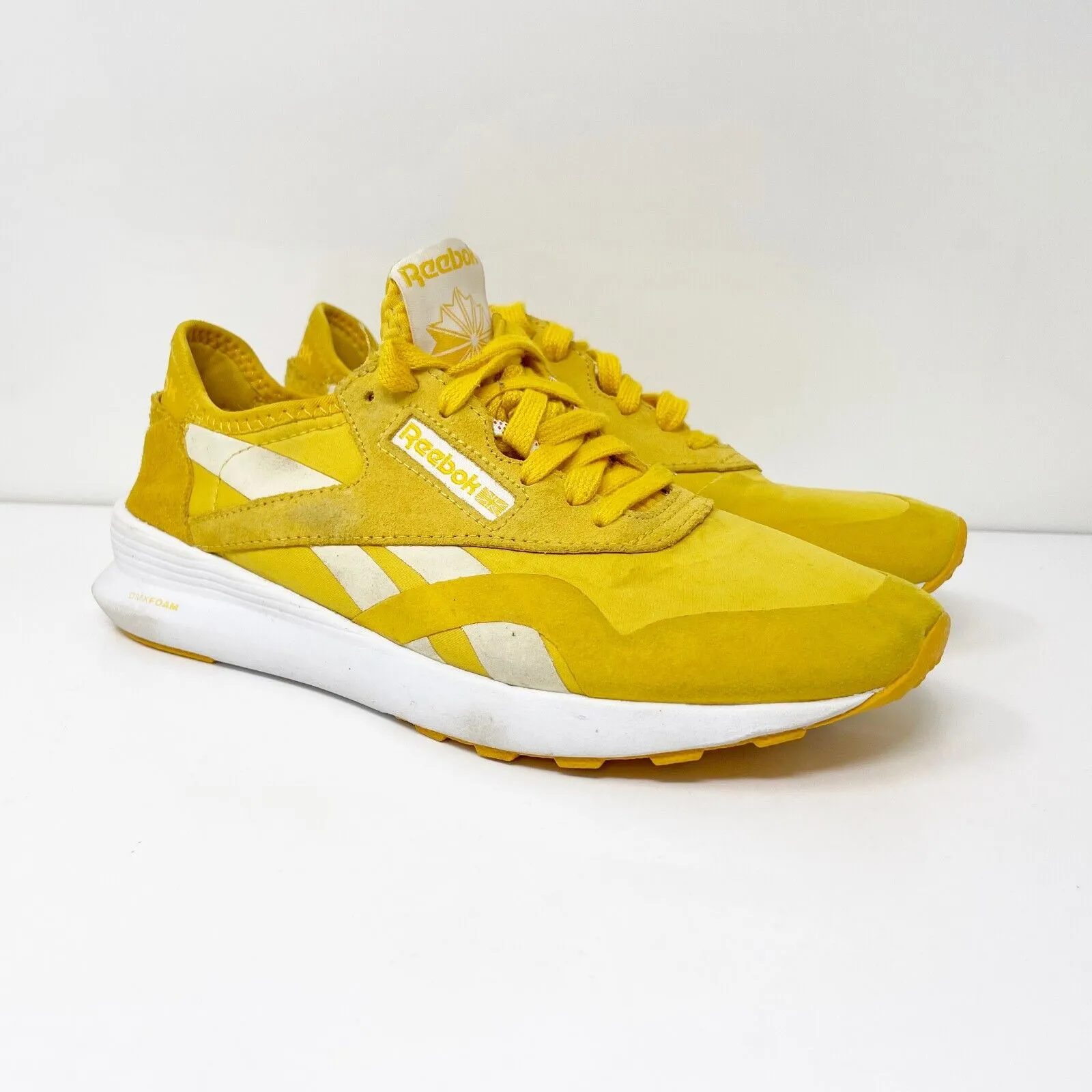 Reebok Womens Classic CN3630 Yellow Running Shoes Sneakers Size 7