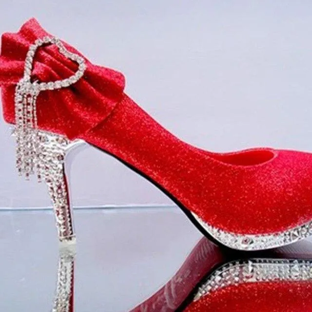 Rhinestone Bowtie Women's Wedding Shoes