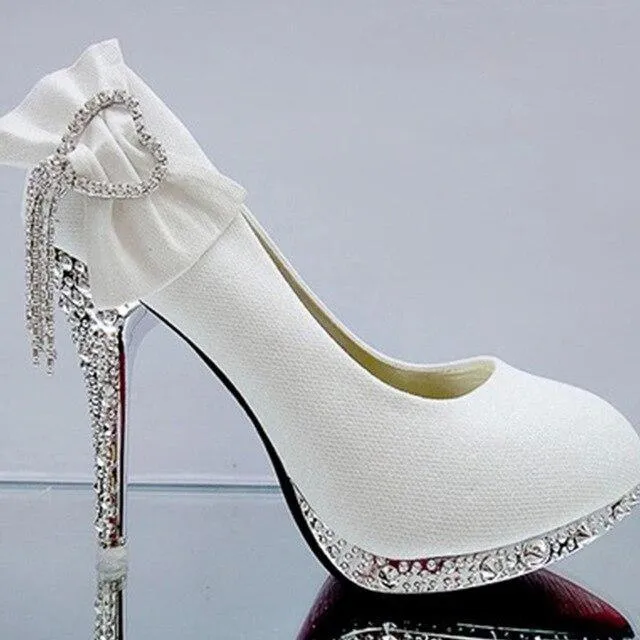 Rhinestone Bowtie Women's Wedding Shoes