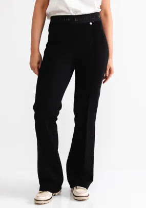 Robell Joella Logo Waist Straight Leg Trousers, Black