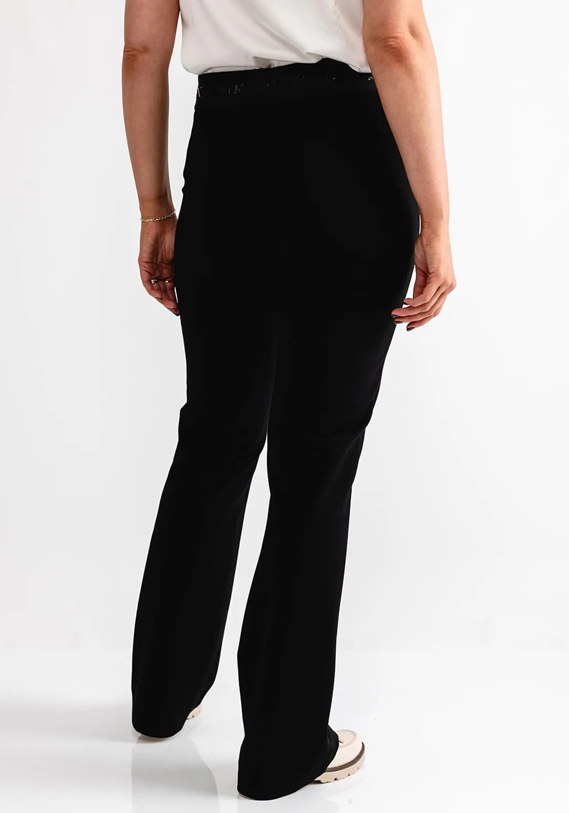 Robell Joella Logo Waist Straight Leg Trousers, Black