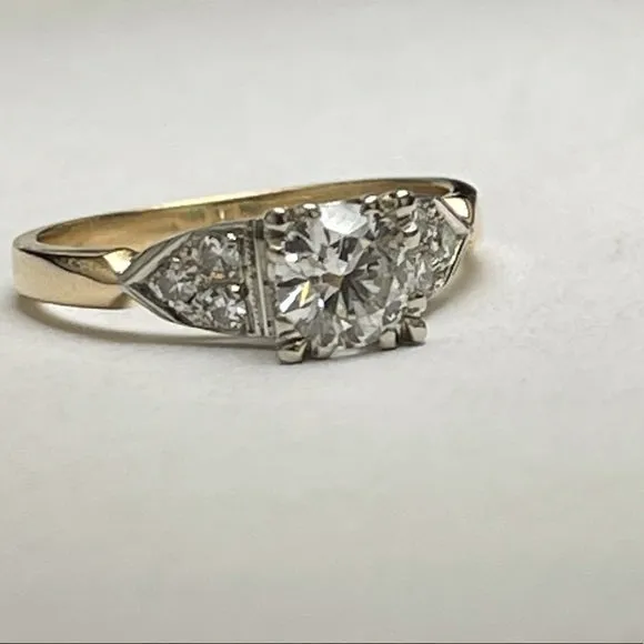 Round diamond (lab grown) engagement ring set in 14k yellow & white gold