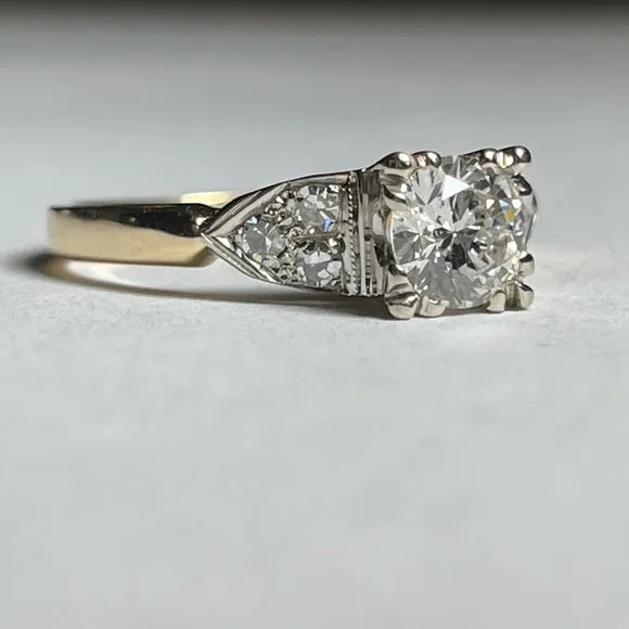 Round diamond (lab grown) engagement ring set in 14k yellow & white gold