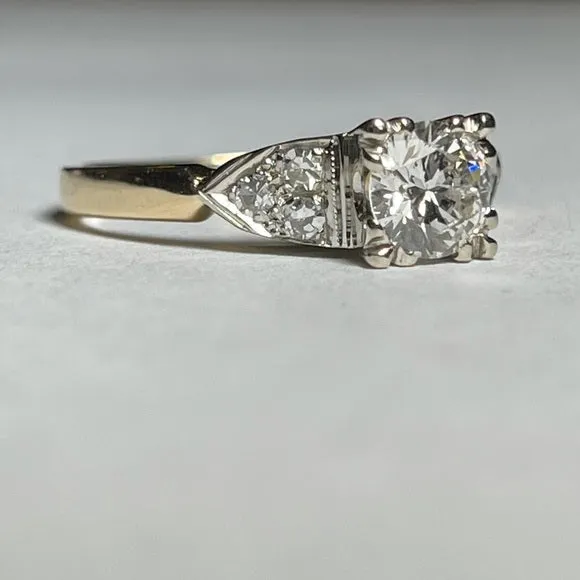 Round diamond (lab grown) engagement ring set in 14k yellow & white gold