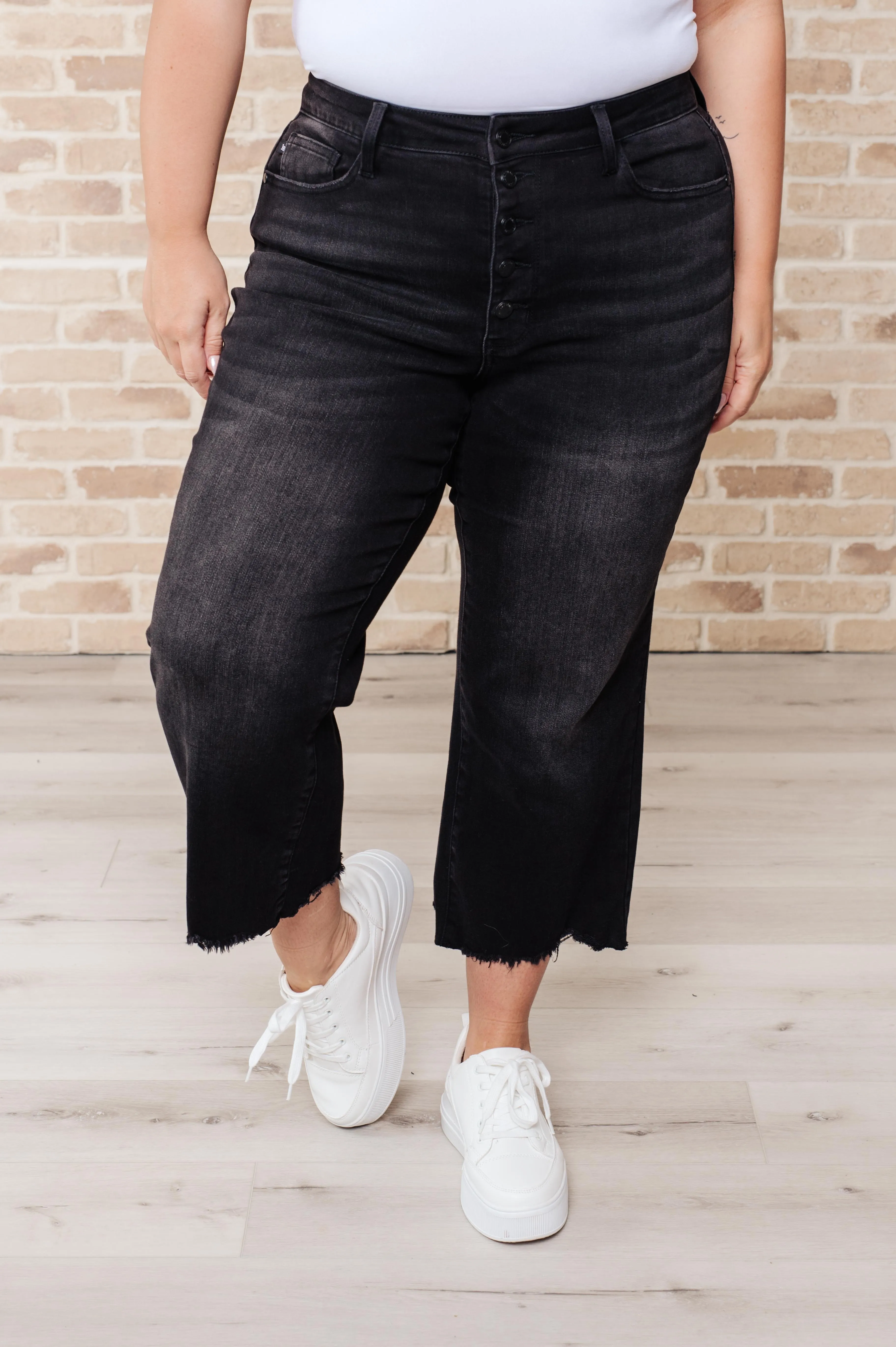 Ryan High Rise Button Fly Wide Leg Crop Jeans Judy Blue - Buy Now