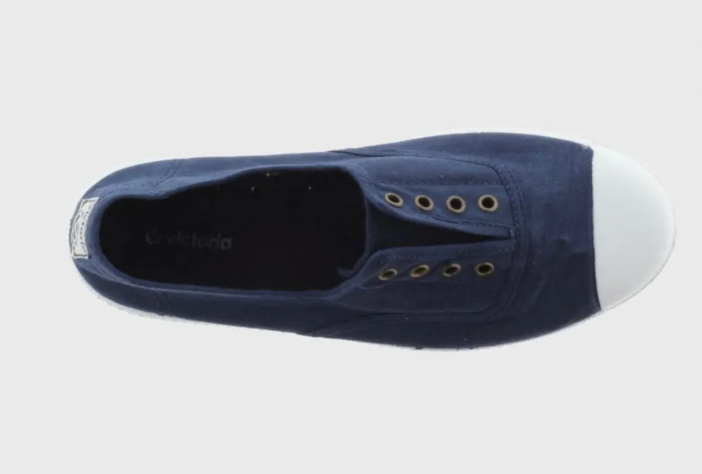 Sacs of Ashbourne   Victoria No-lace organic cotton pumps - Navy