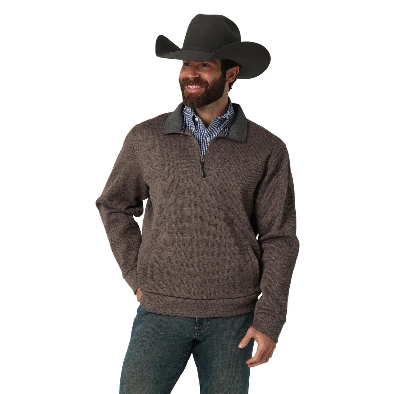 George Strait Brown Knit Pullover 1/4 Zip on Sale