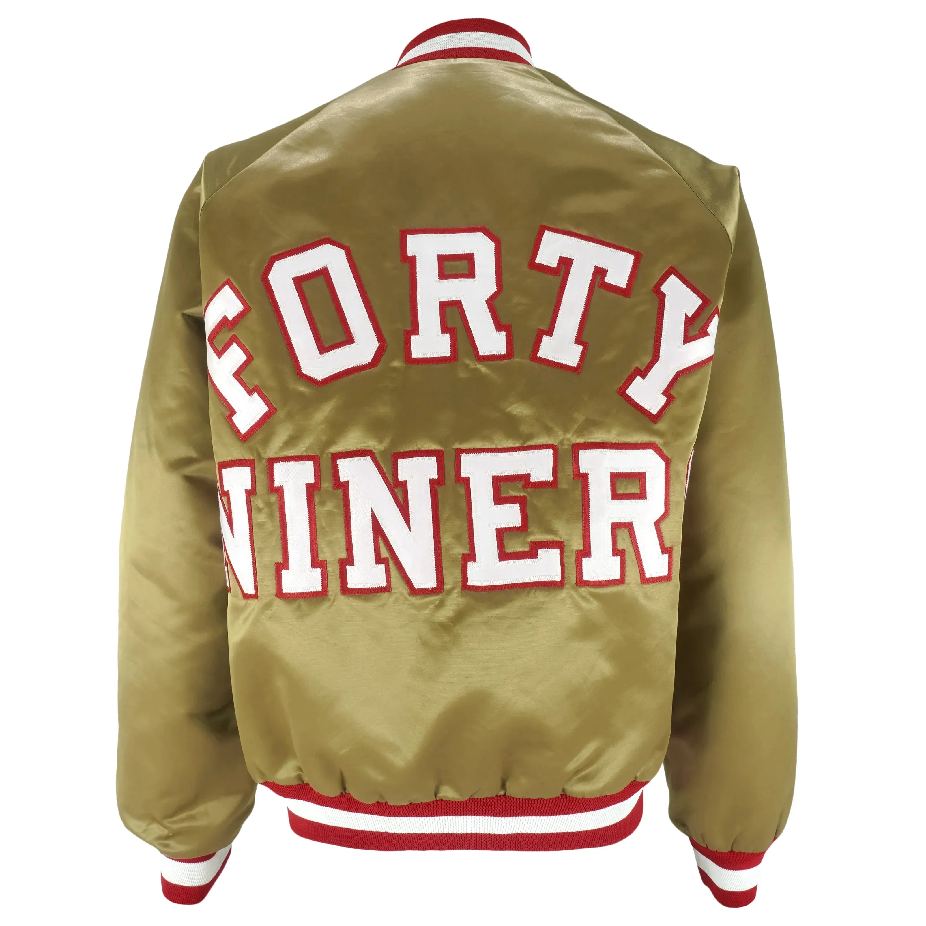 San Francisco 49ers 80's Men's Satin Full-Snap Bomber Style Varsity Jacket