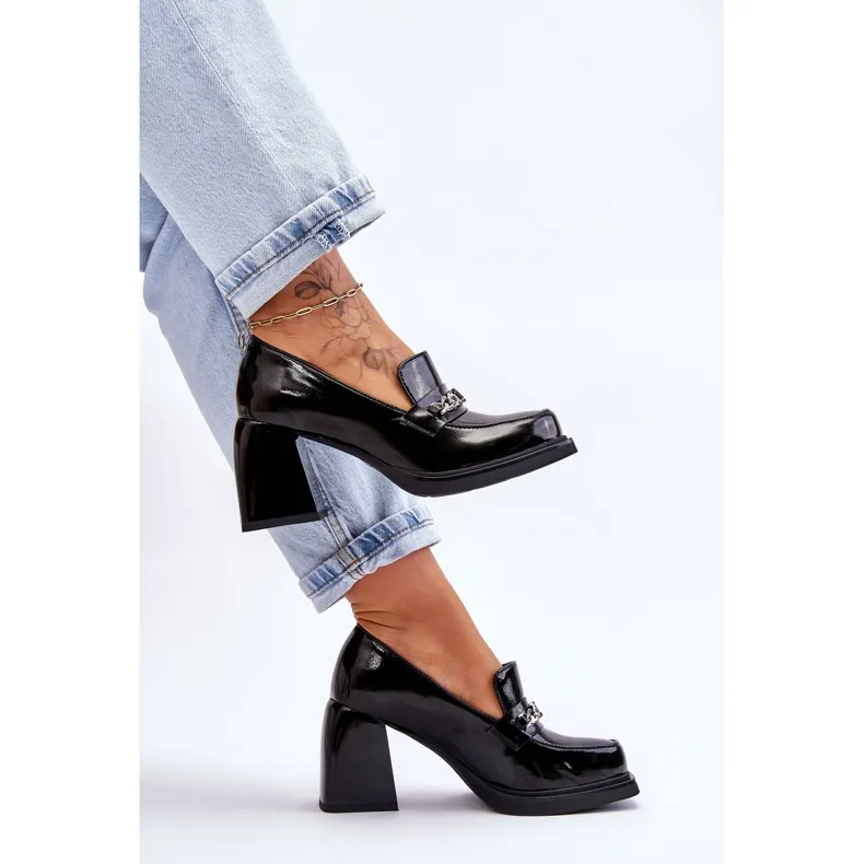 S.Barski Comfortable Pumps On Massive Heels Black Julien