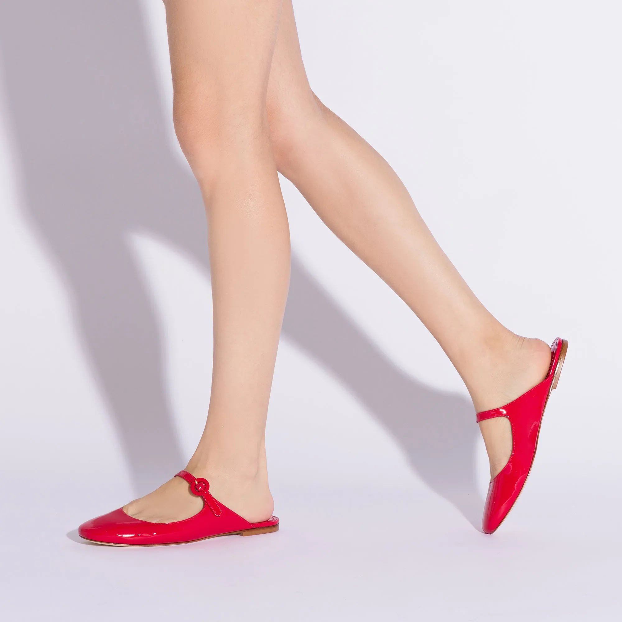 Scarlet Patent Leather Blair Flat Mule