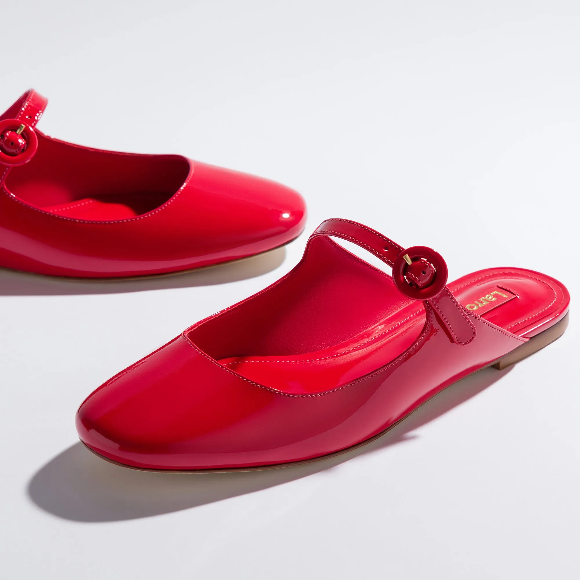 Scarlet Patent Leather Blair Flat Mule