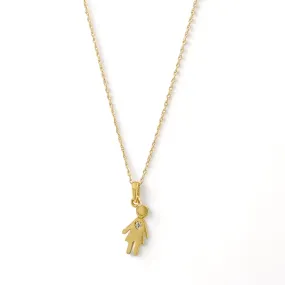 Yellow Gold 14k Singapore Chain Necklace with Girl Pendant - Item 208076