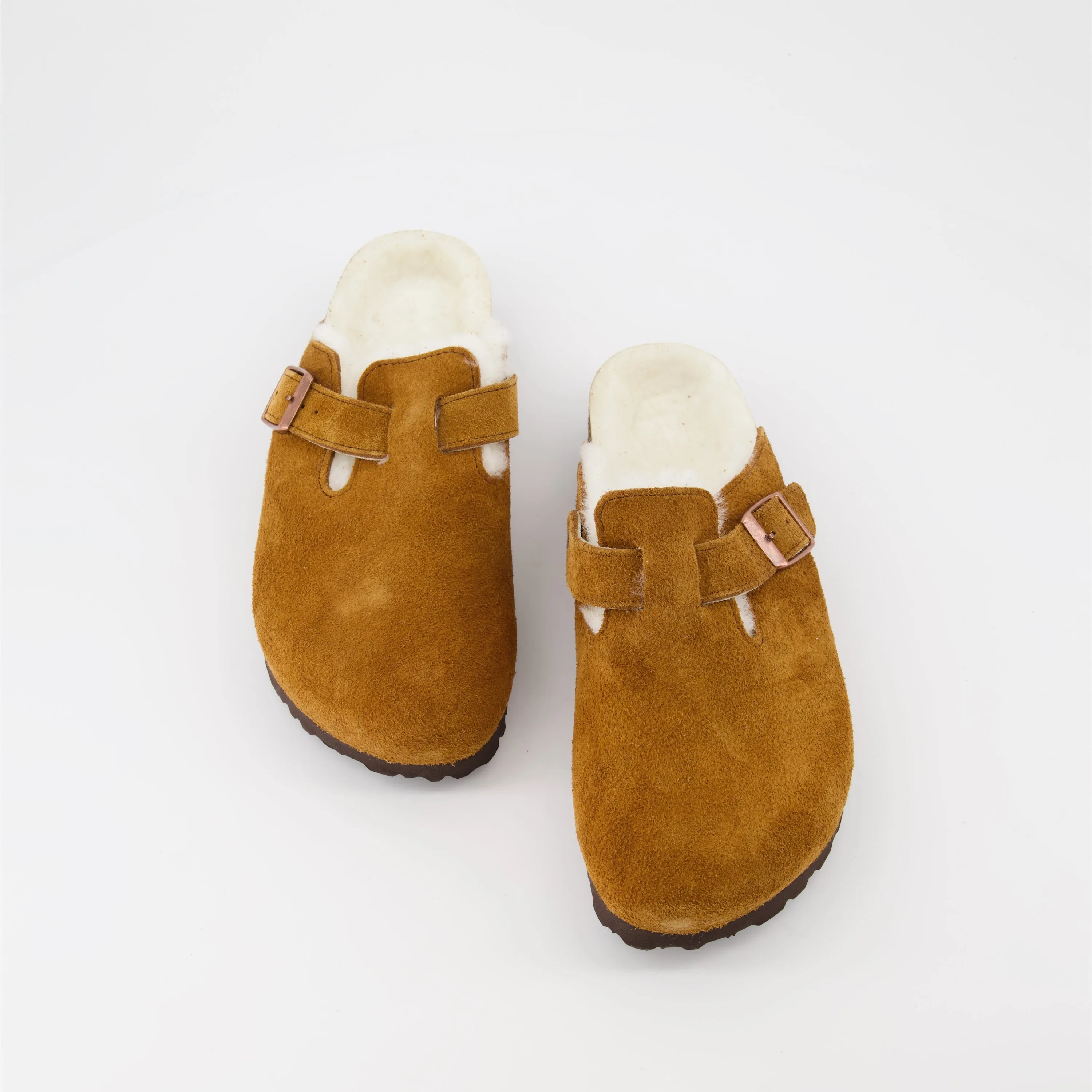 Shearling Fur Boston Mules