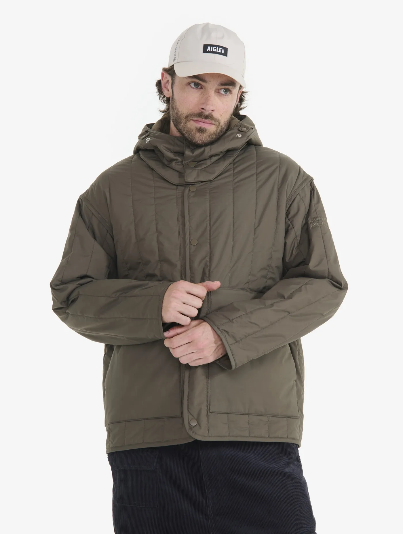 Short Gore-Tex Windstopper® Dupont Sorona® padded jacket with hood