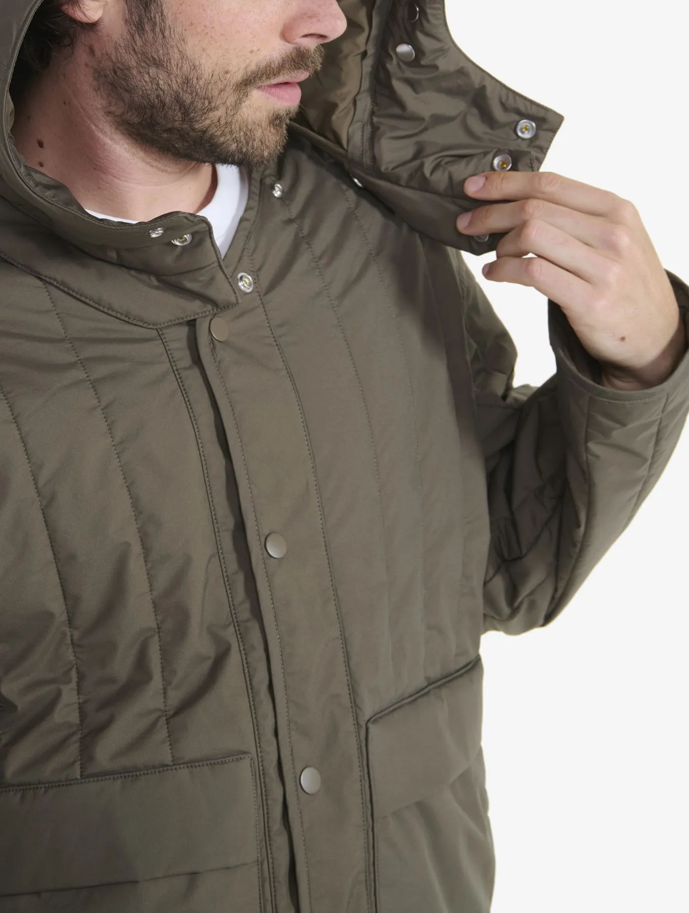 Short Gore-Tex Windstopper® Dupont Sorona® padded jacket with hood