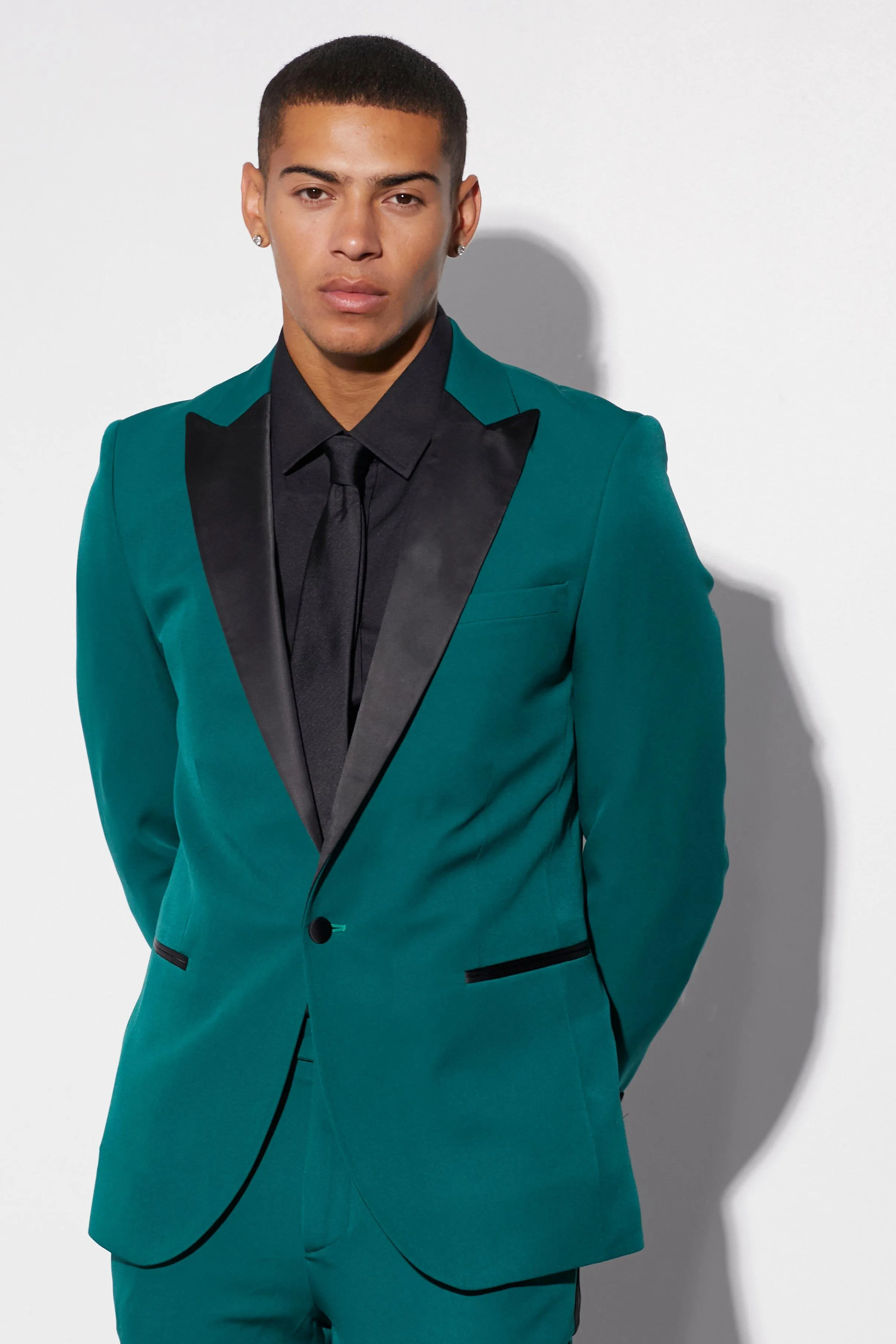 Skinny Single Breasted Tuxedo Suit Jacket