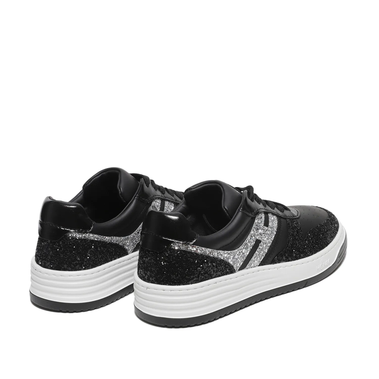 Black Glitter Leather and Fabric H630 Sneakers