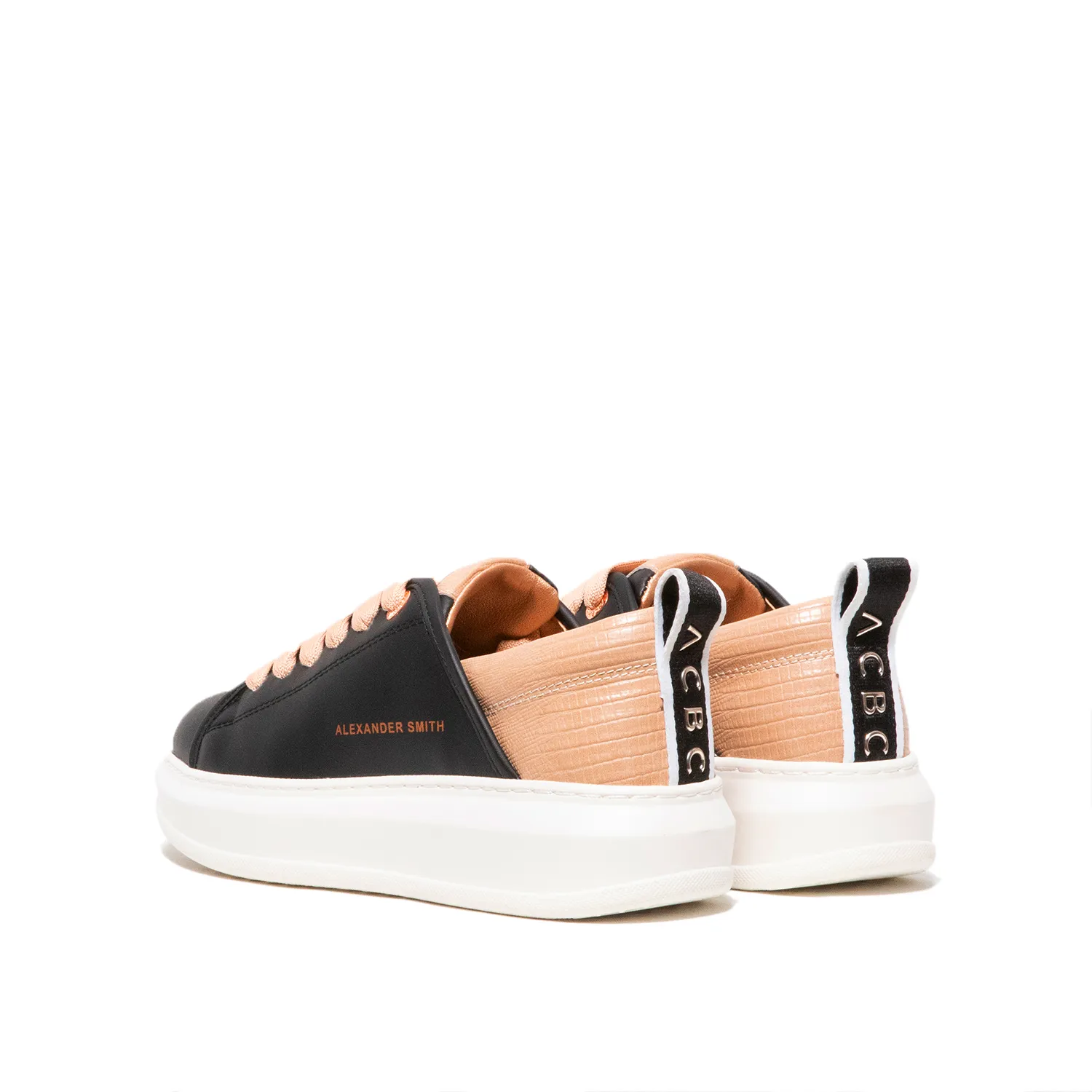 Sneakers in simil pelle nera e rosa