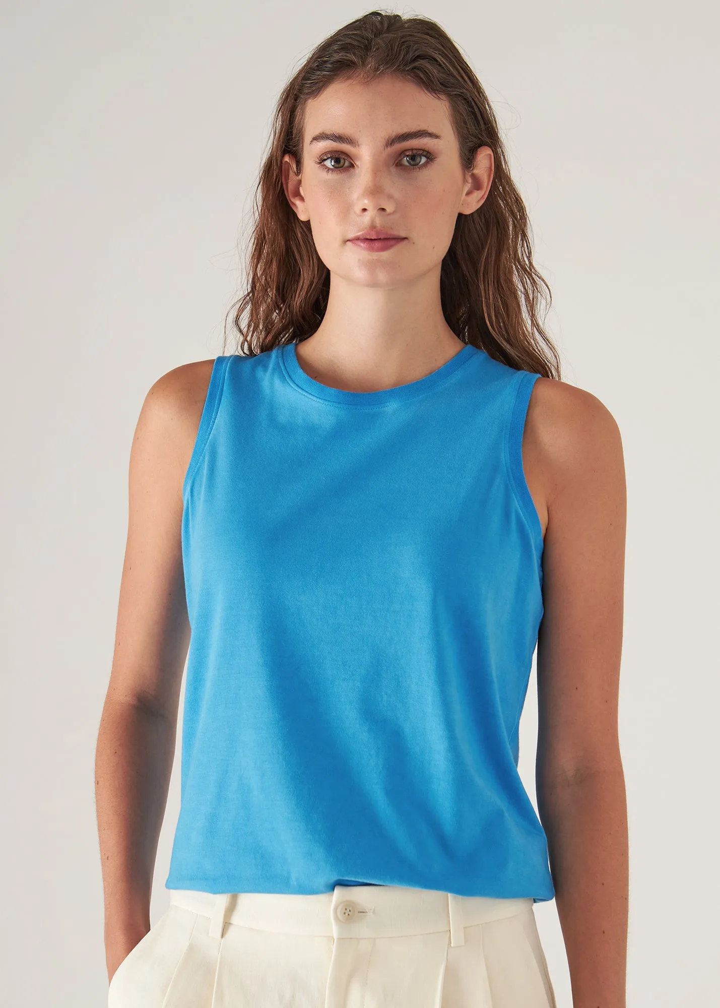 Soft Pima Cotton Stretch Boyfriend Tank Top