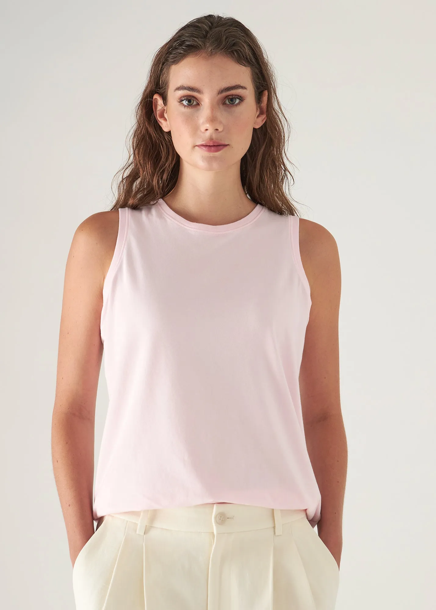 Soft Pima Cotton Stretch Boyfriend Tank Top