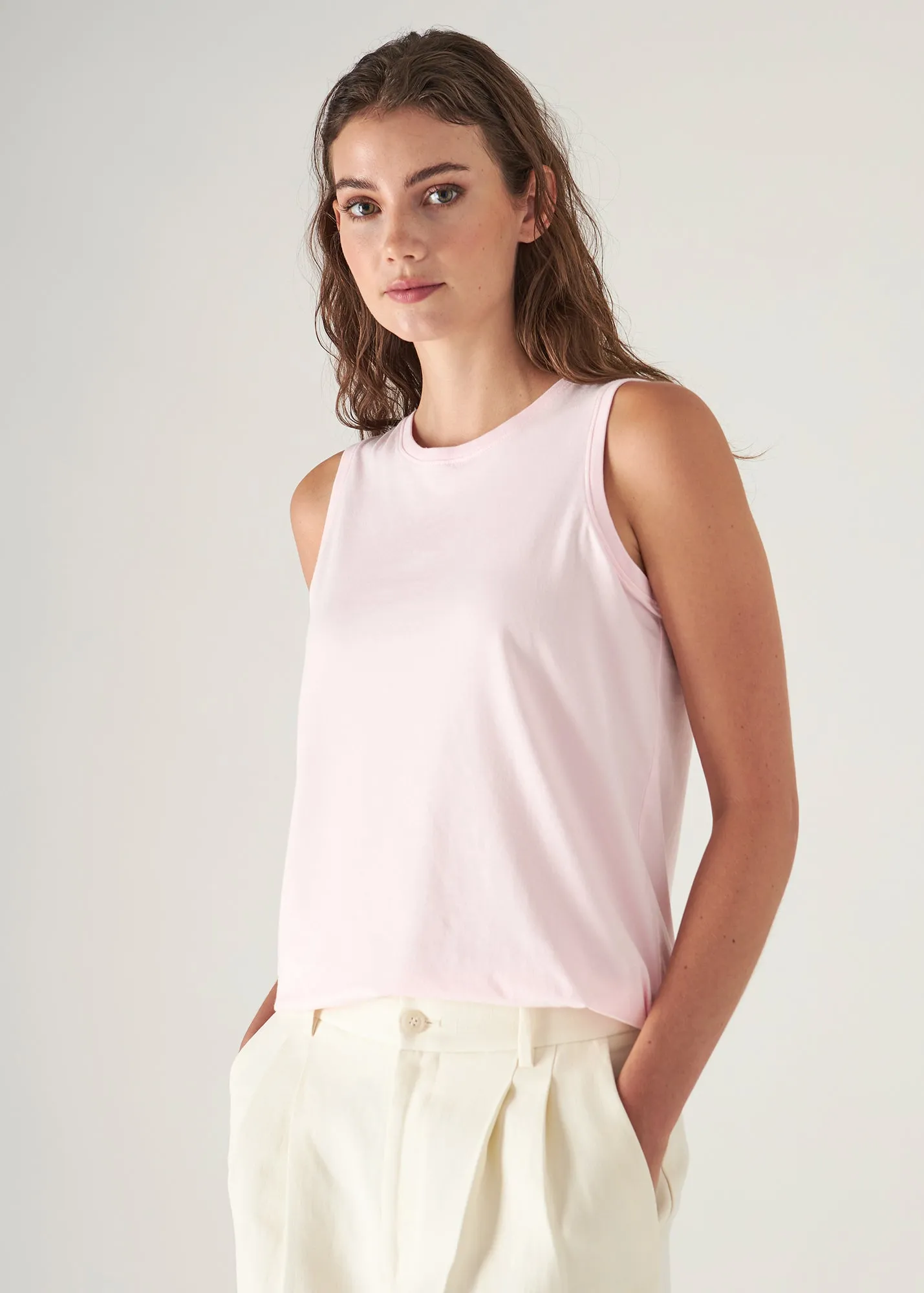 Soft Pima Cotton Stretch Boyfriend Tank Top