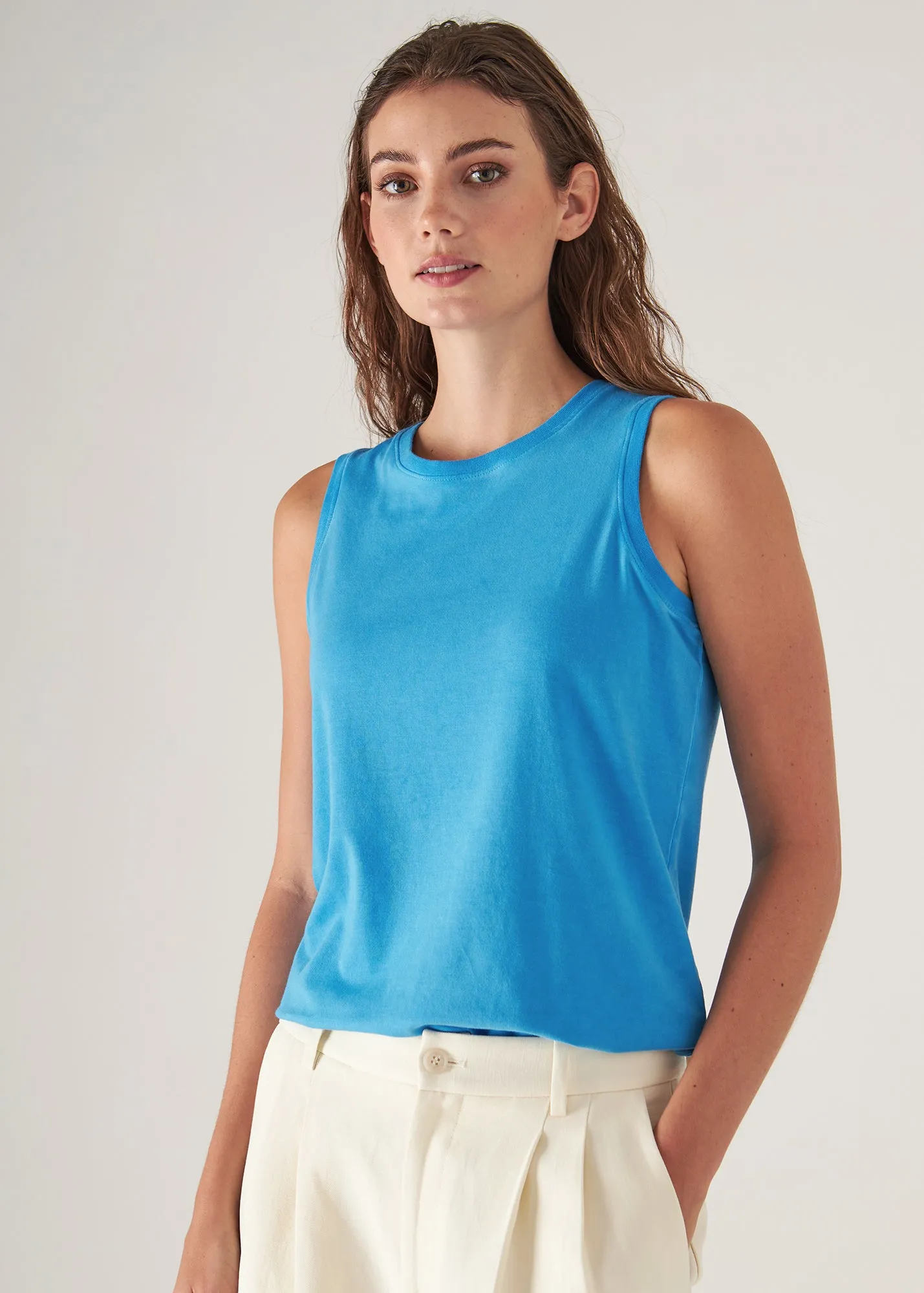 Soft Pima Cotton Stretch Boyfriend Tank Top