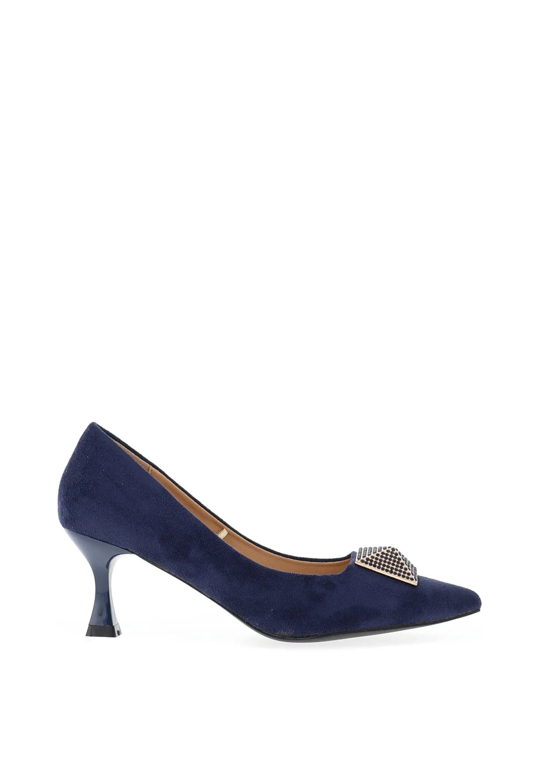 Sorento Secret Garden Faux Suede Embellished Heels, Navy