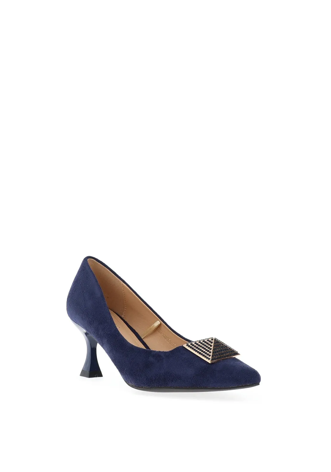 Sorento Secret Garden Faux Suede Embellished Heels, Navy