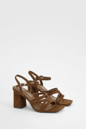 Square Toe Strappy Two Part Block Heels