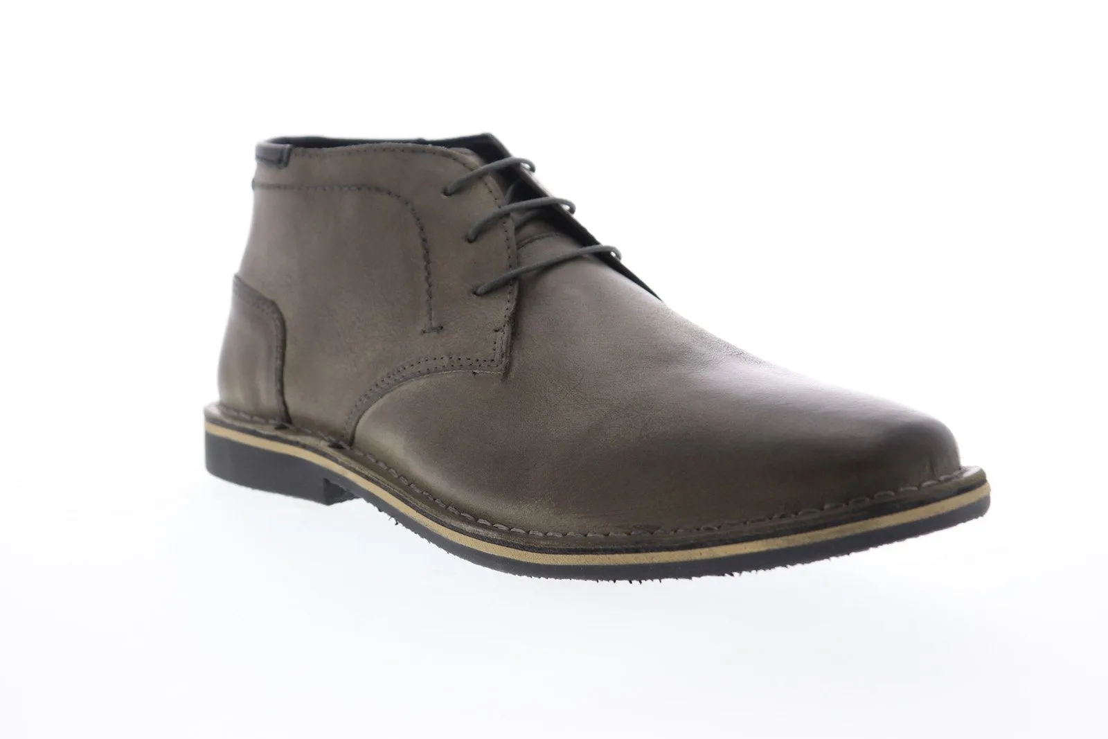 Steve Madden Men's Gray Leather Chukka Boots - Lace Up.