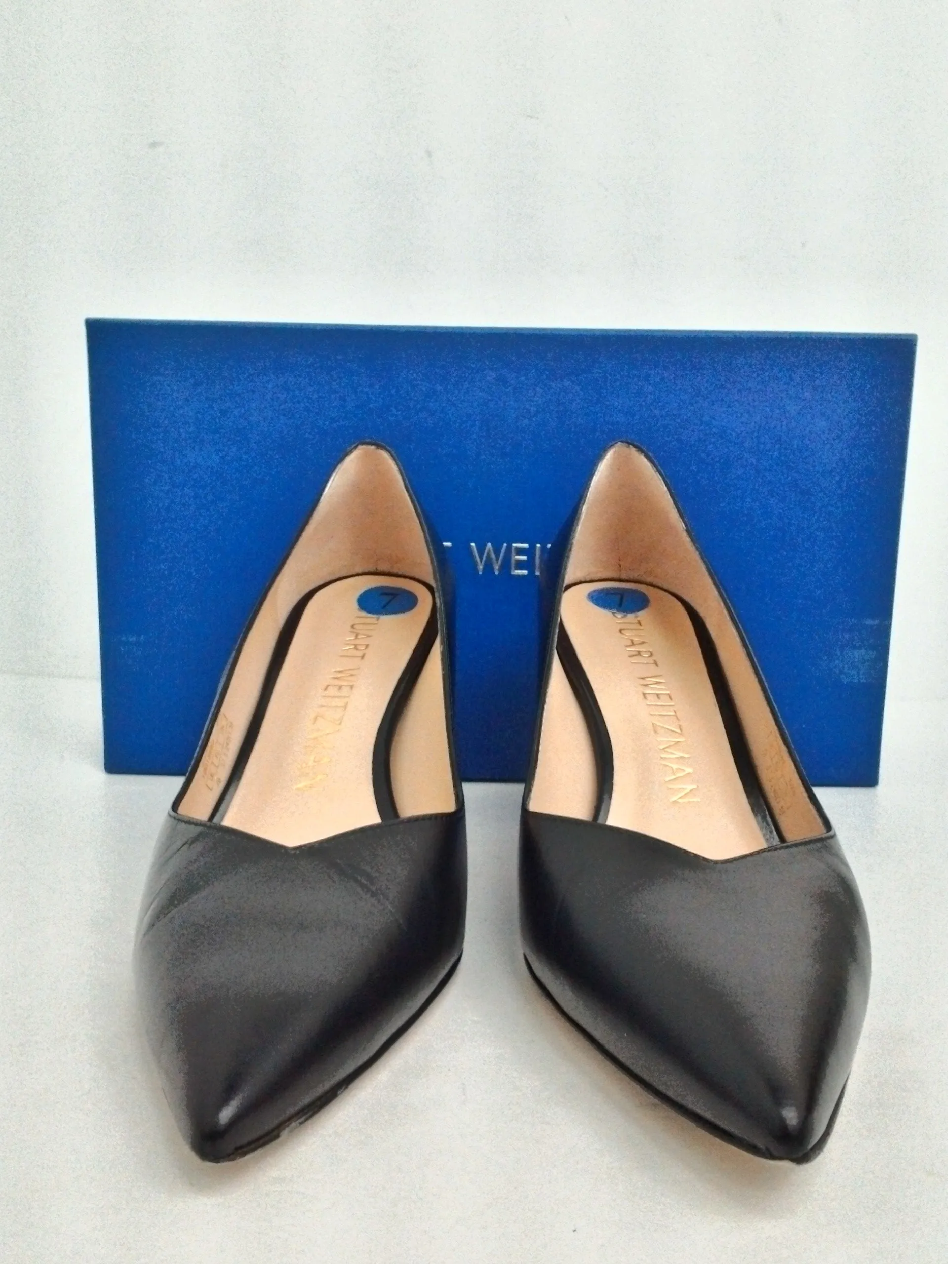 Stuart Weitzman Women's Anny Black Leather Heels Size 7 B